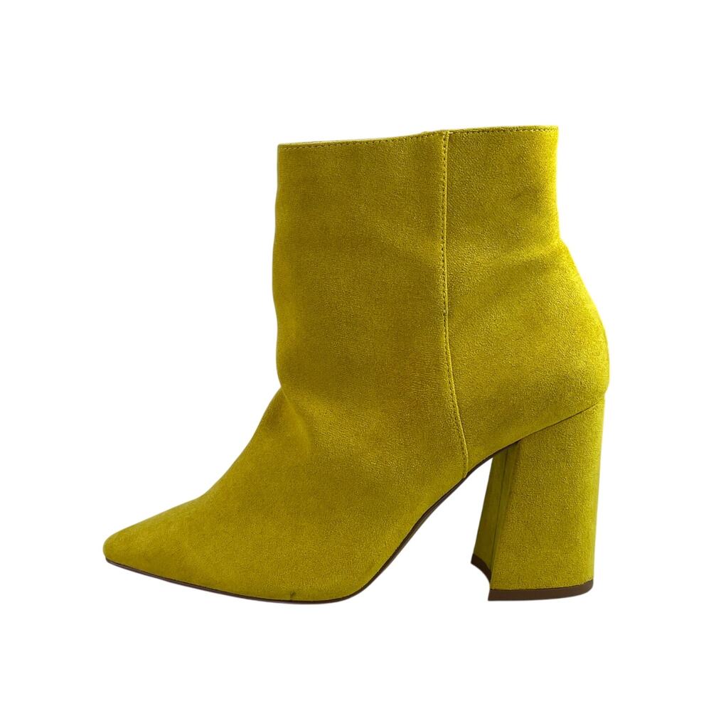 Charles by Charles David Yellow Faux Suede Pointed Toe Heel Ankle Boots Size 7